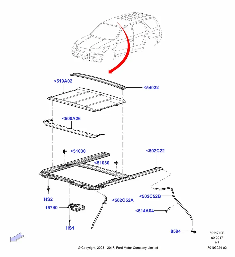 Sliding Roof Mechanism diagram