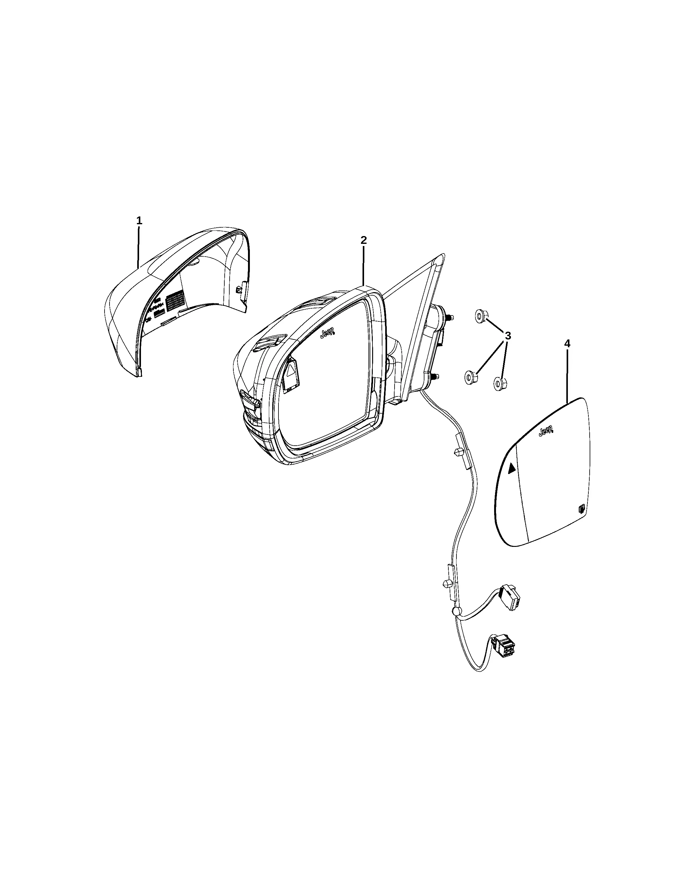 Outer rear view mirror diagram