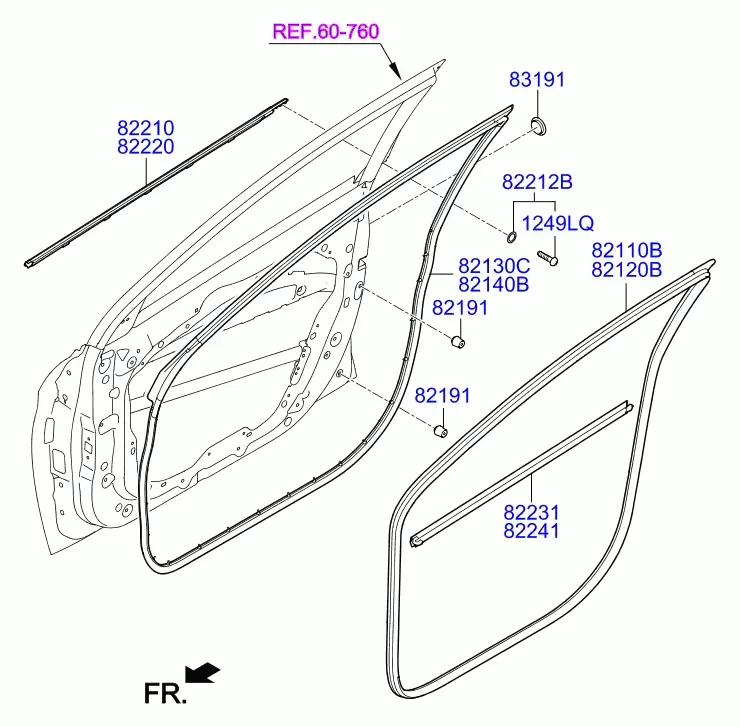 Front Door Mouldings and Weatherstrips diagram