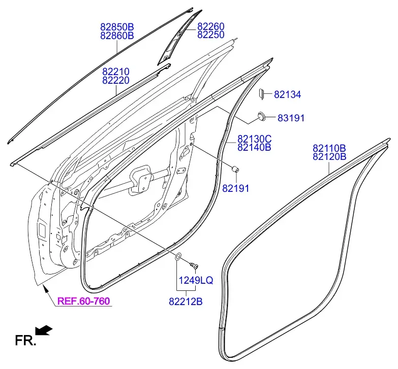 Front Door Mouldings and Weatherstrips diagram