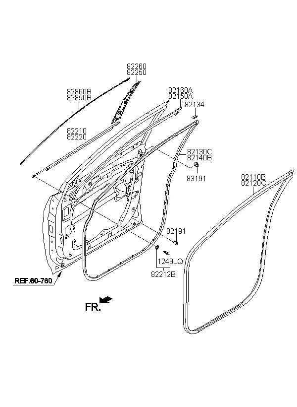 Front Door Mouldings and Weatherstrips diagram