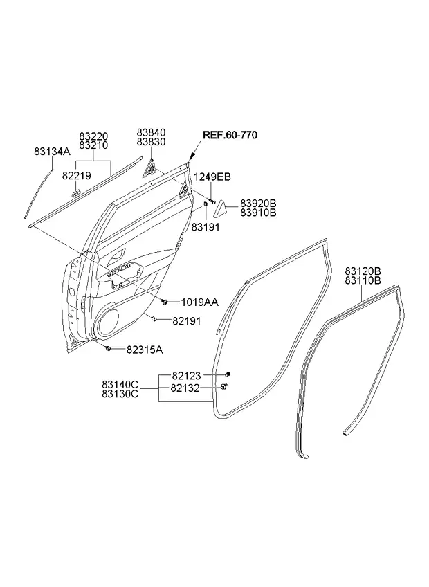 Молдинги и уплотнители задней двери diagram