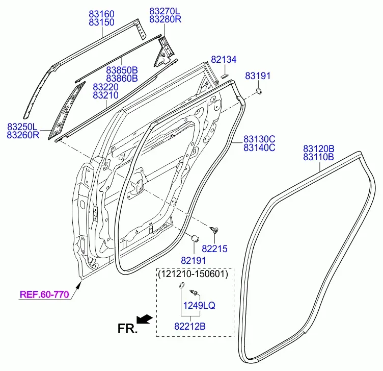 Rear Door Mouldings and Seals diagram