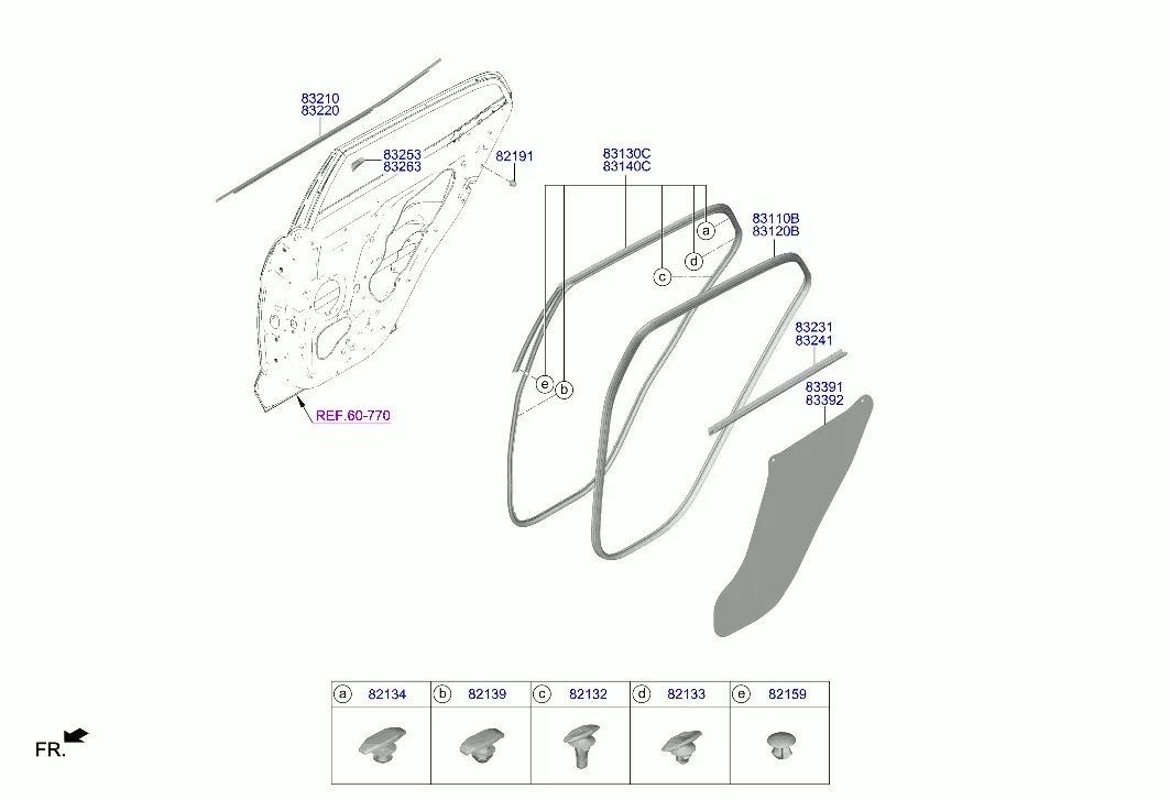 Молдинги и уплотнители задней двери diagram