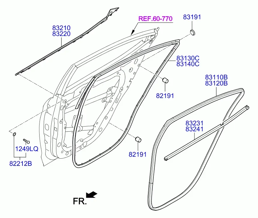 Rear Door Mouldings and Seals diagram
