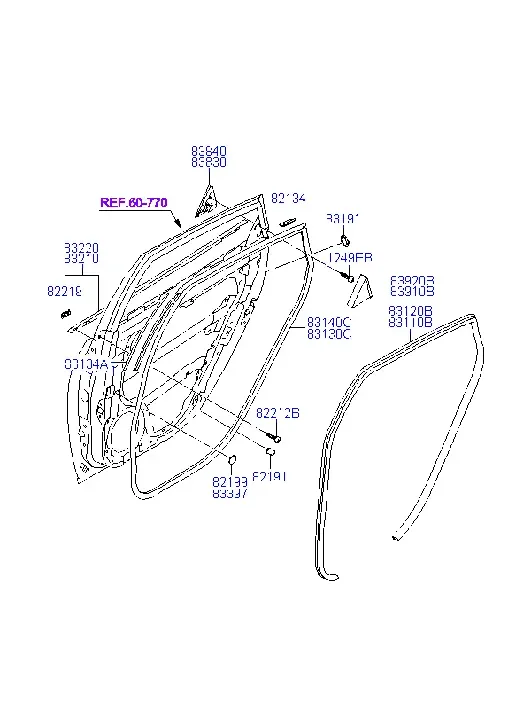 Rear Door Mouldings and Seals diagram