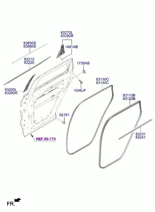 Rear Door Mouldings and Seals diagram