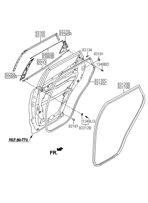 Rear Door Mouldings and Seals diagram
