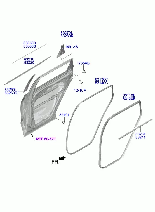 Rear Door Mouldings and Seals diagram