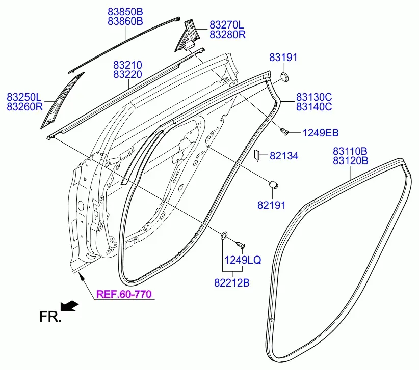 Rear Door Mouldings and Seals diagram