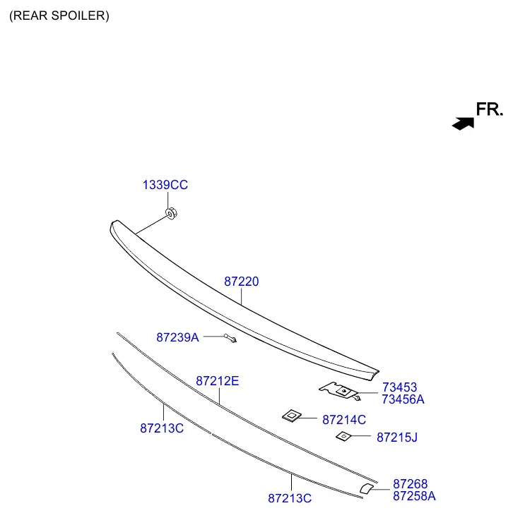 Roof Moldings and Rear Spoiler diagram