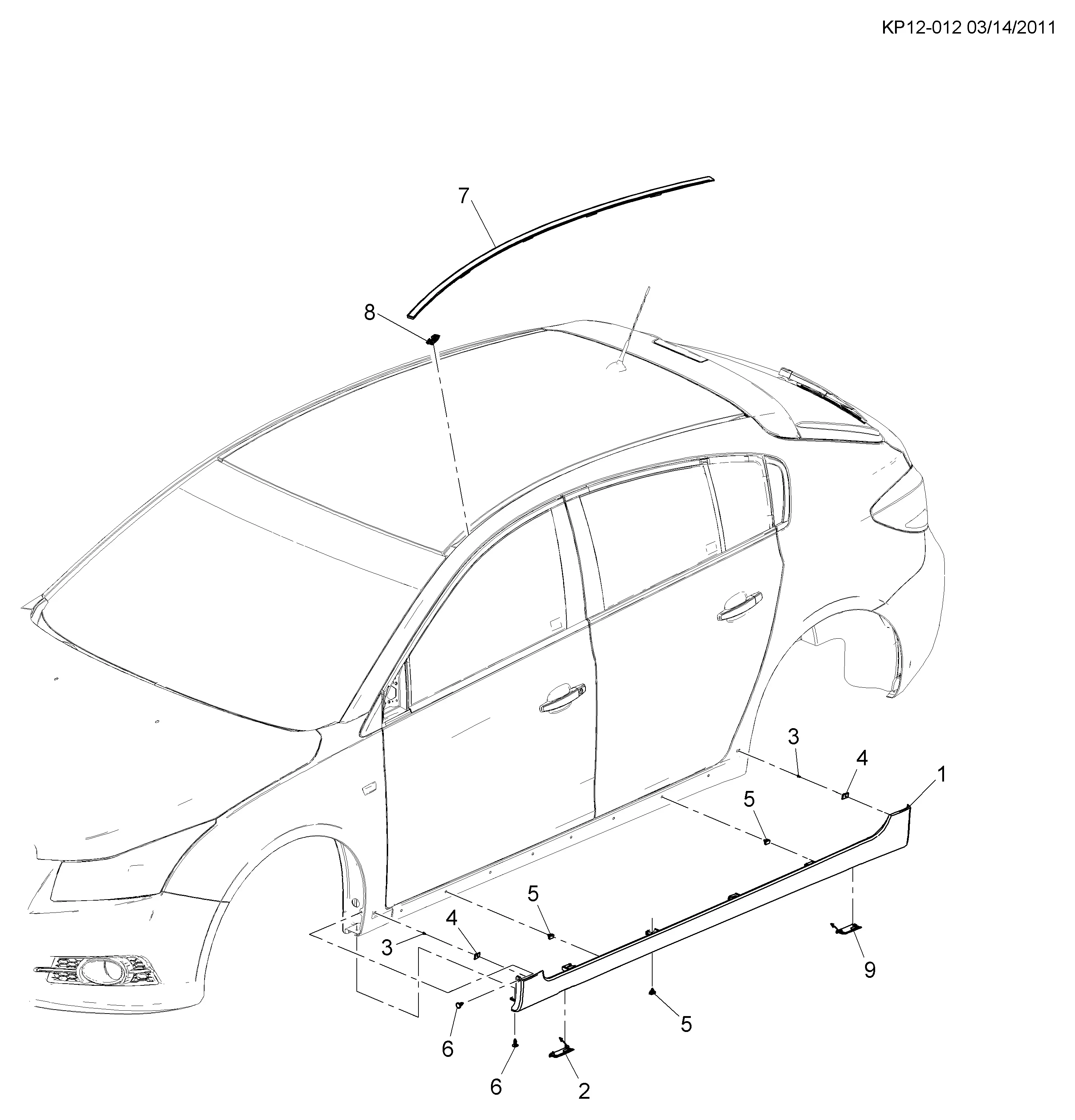 Body moldings diagram