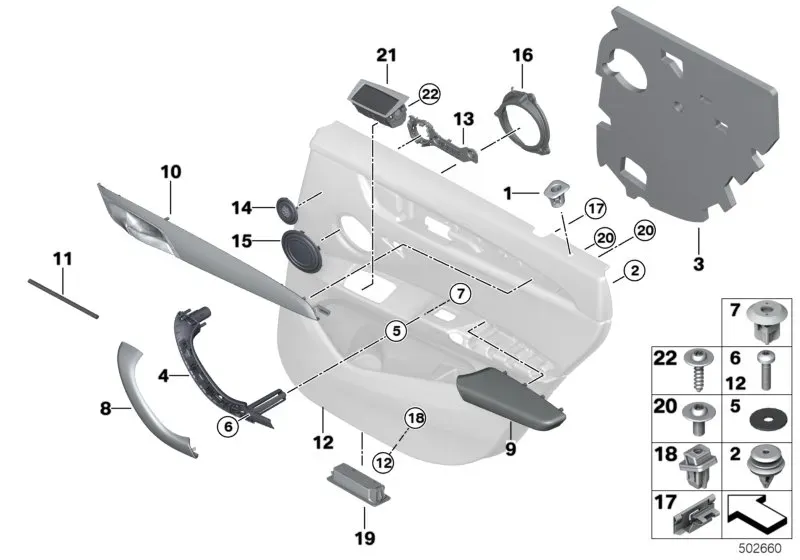 Rear door trim panel diagram