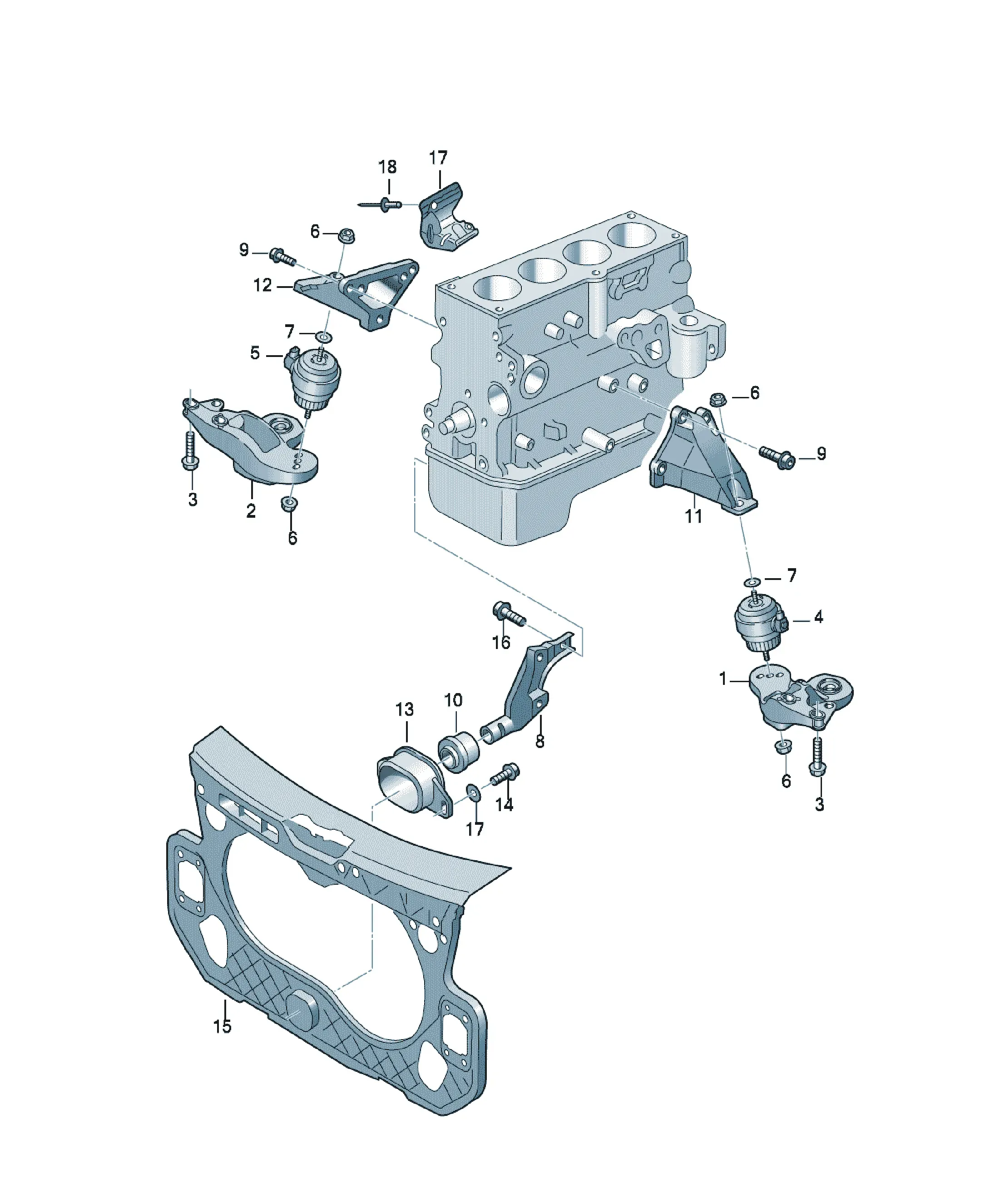 Engine and transmission mounting diagram