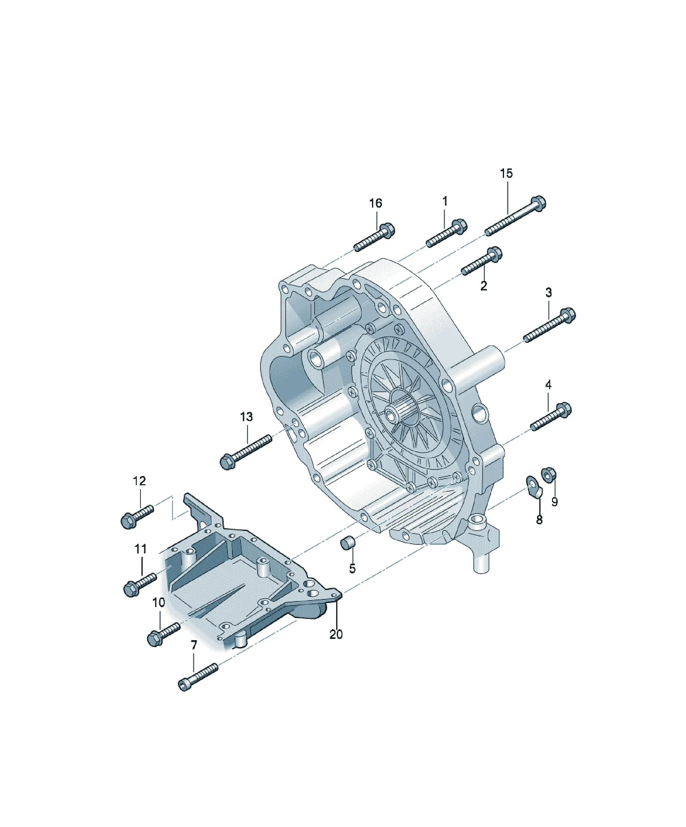 Engine and transmission mounting hardware diagram