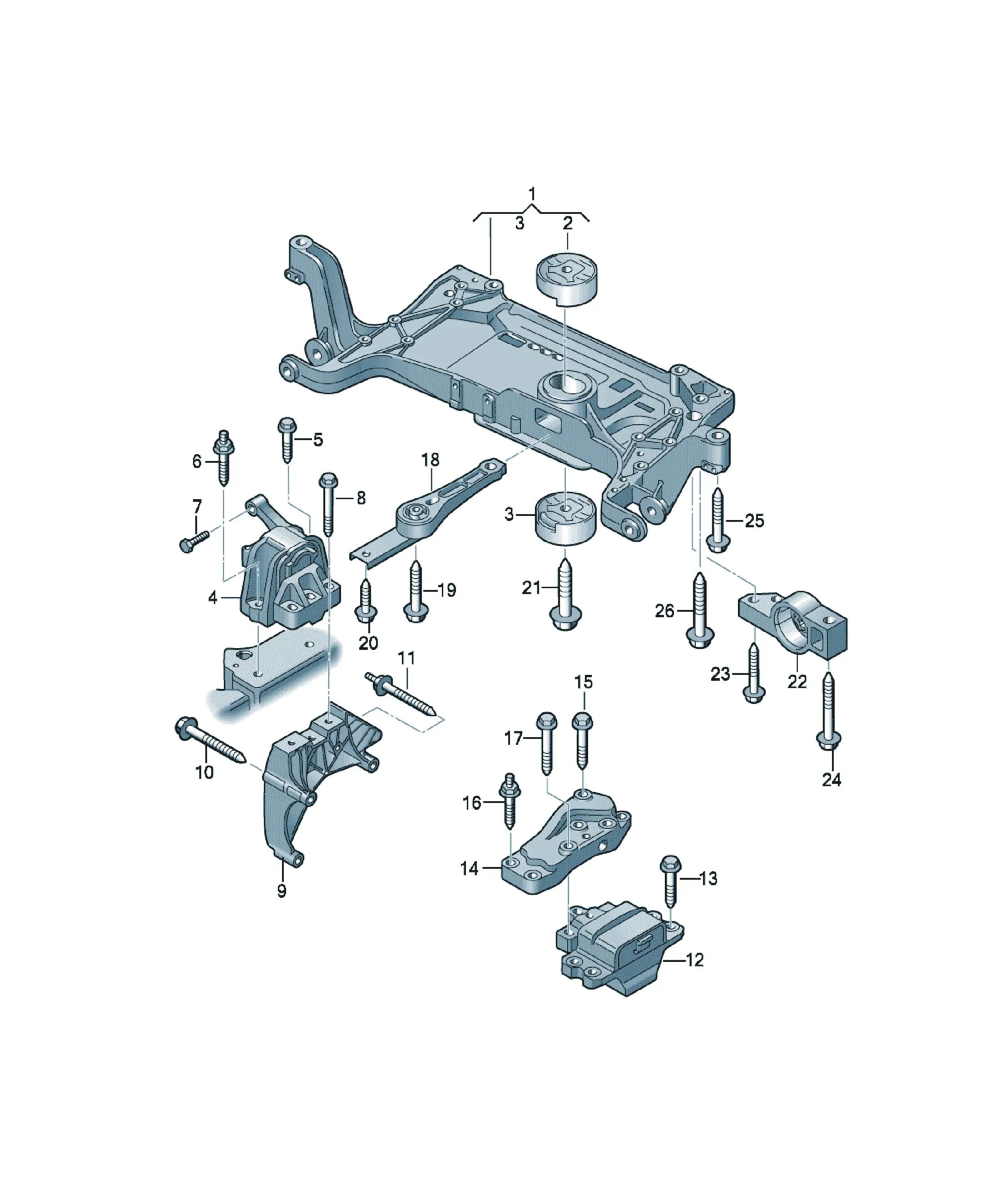 Engine and transmission mounting diagram