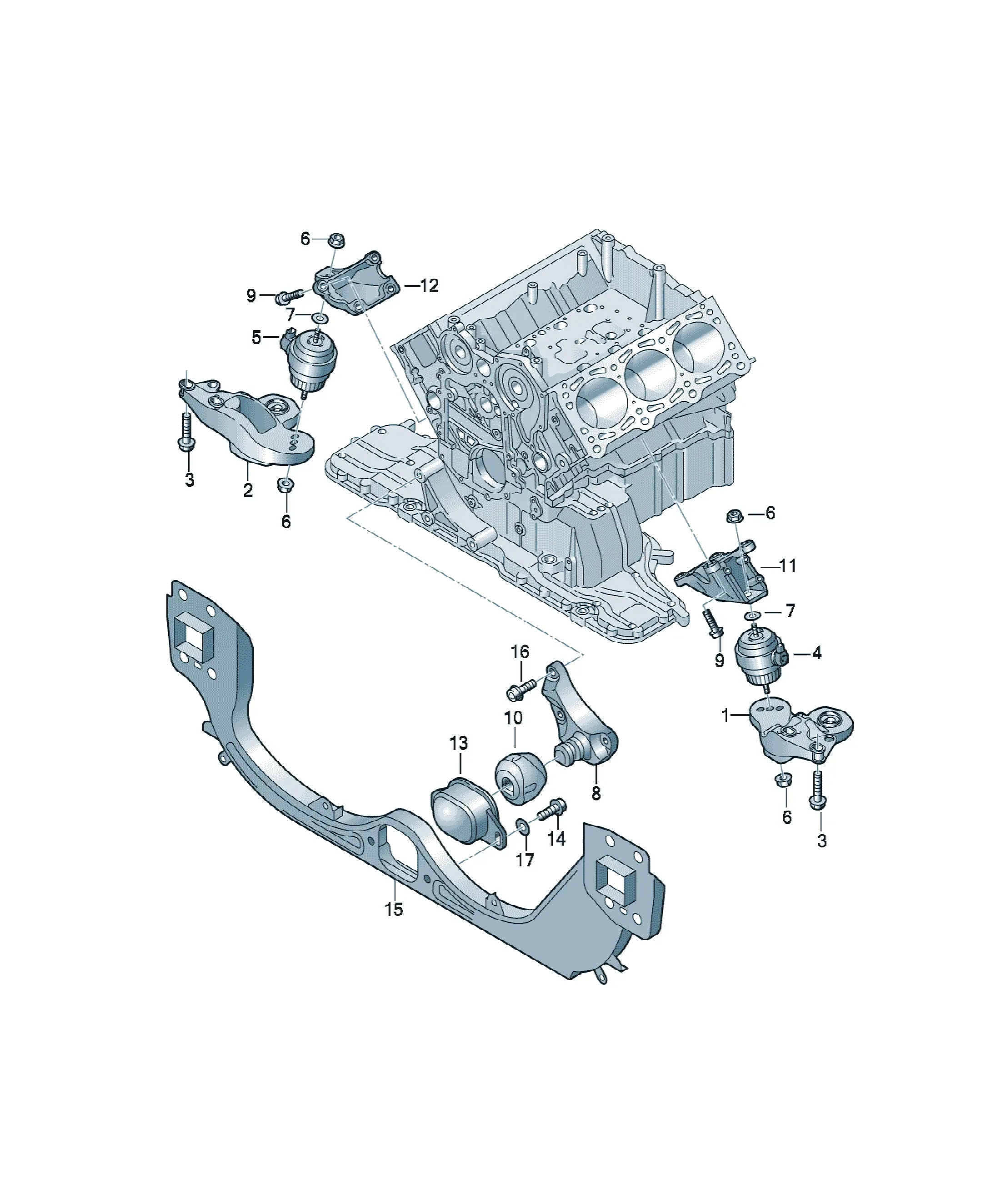Engine and transmission mount diagram