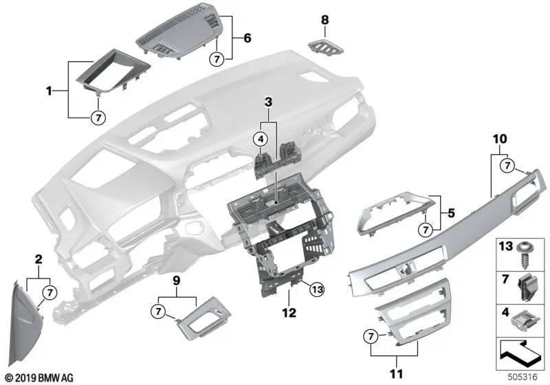 Instrument panel, top diagram