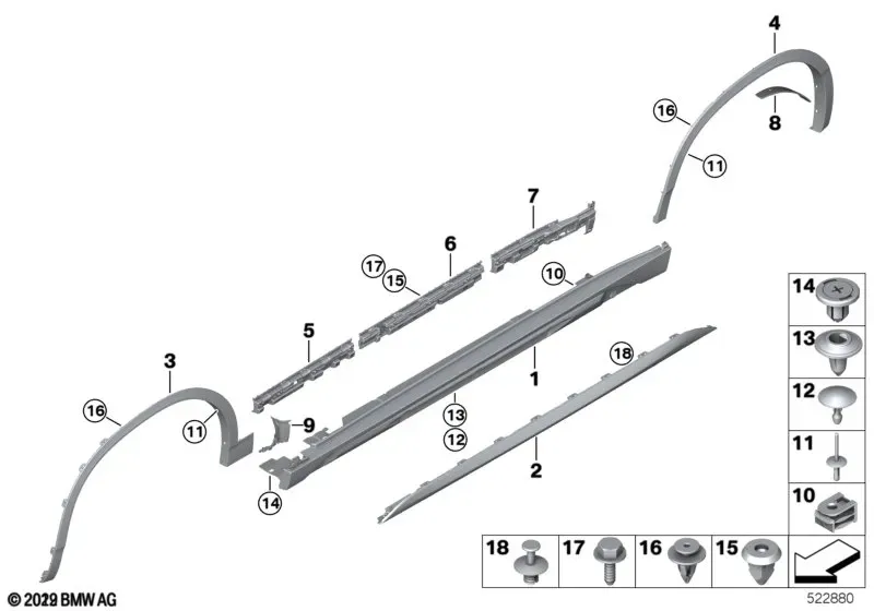 Sill and Wheel Arch Trims diagram