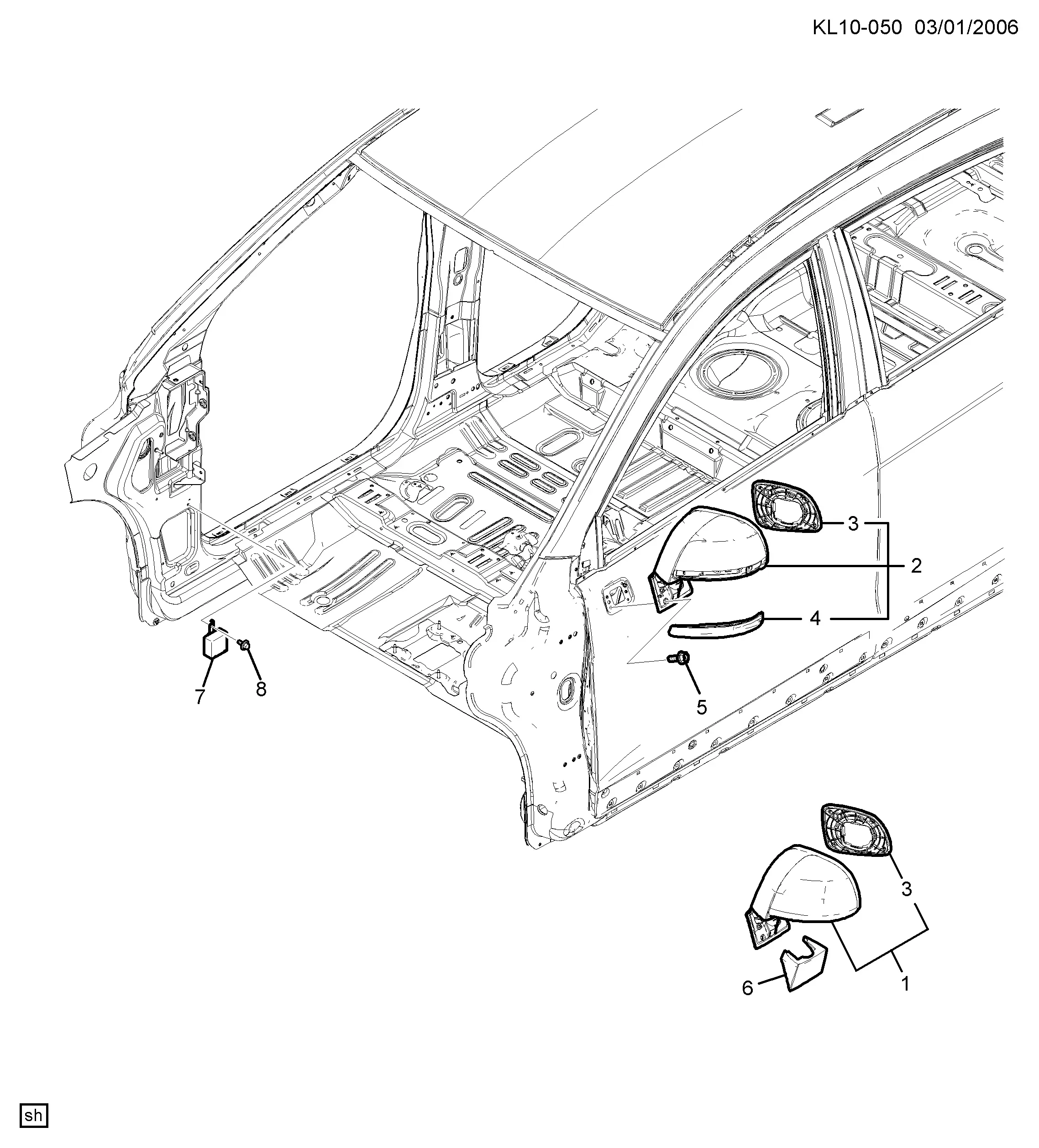 Exterior Mirror with Turn Signal diagram