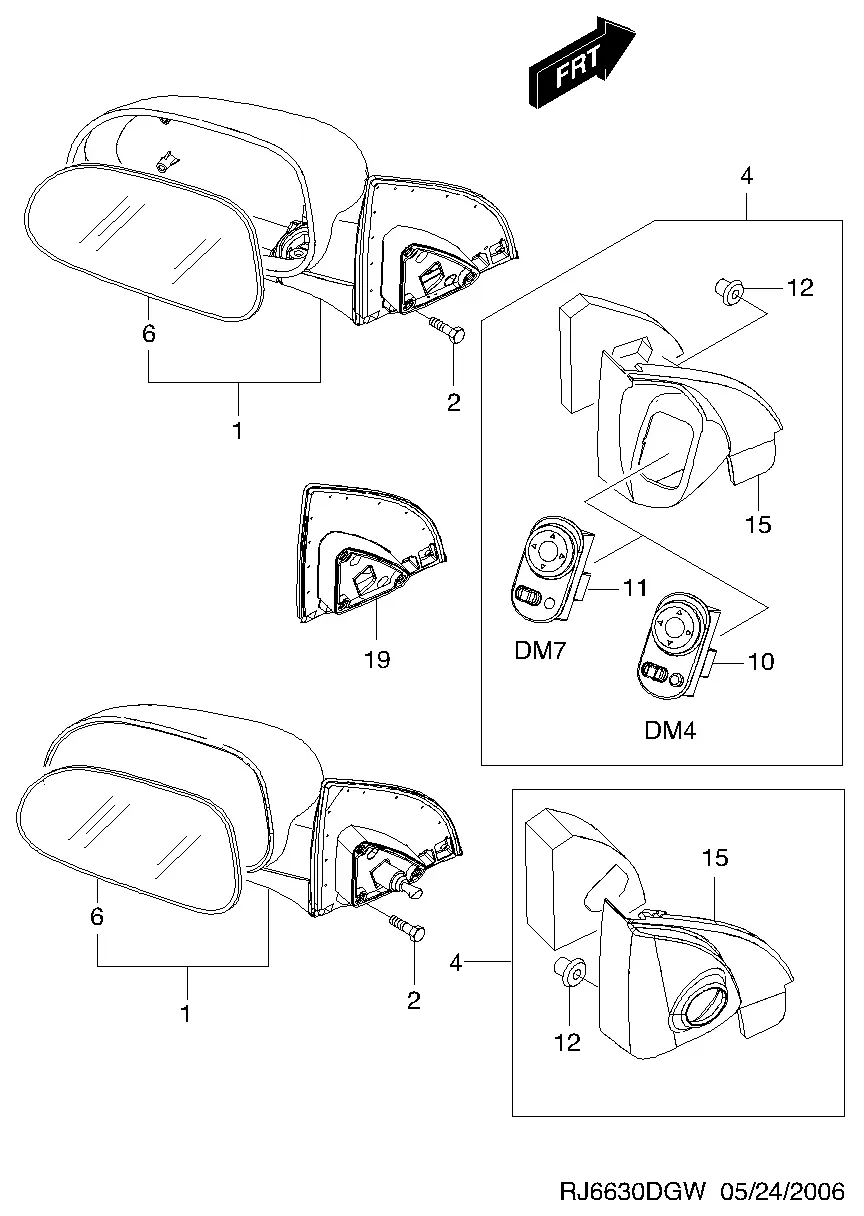 Exterior Rearview Mirror diagram