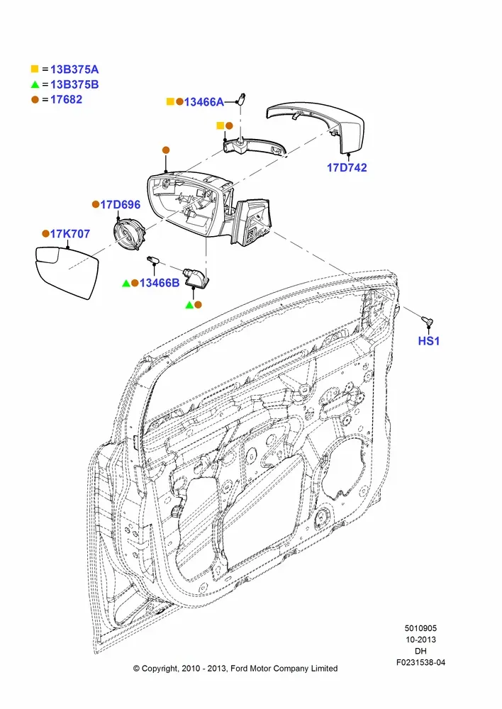 Exterior Rear View Mirror diagram