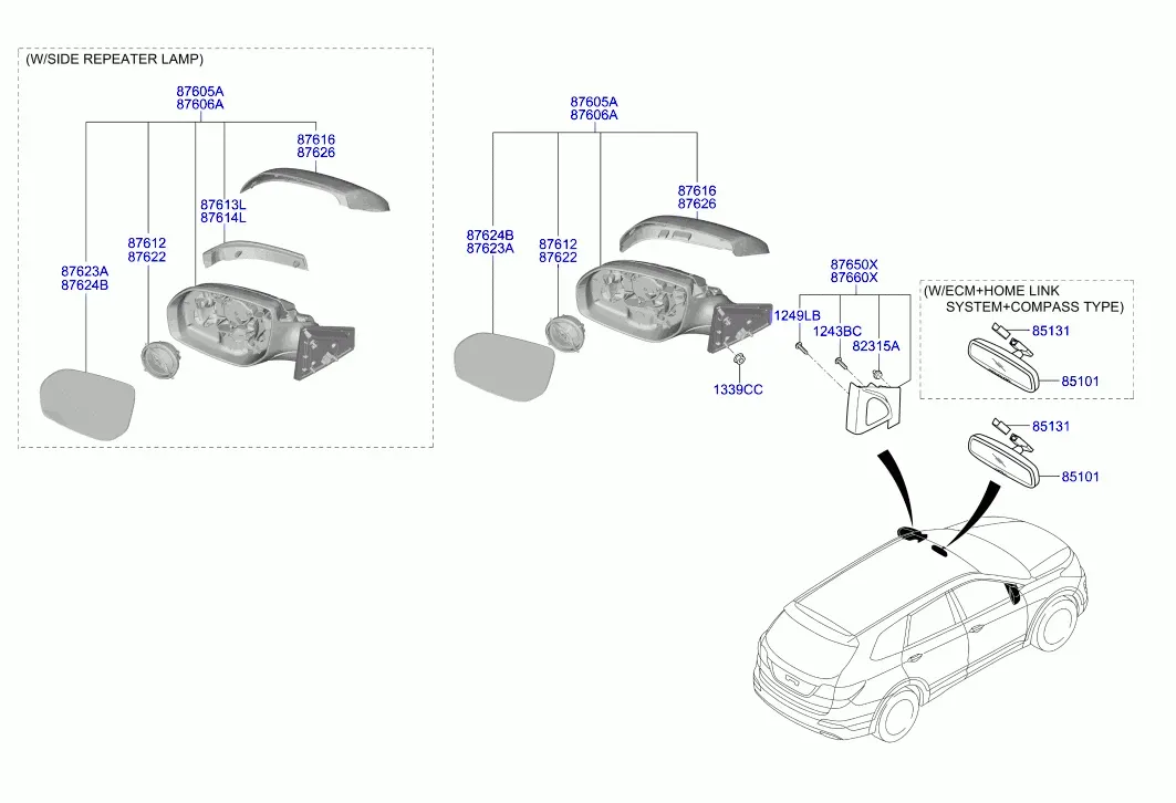 Outside Rear View Mirrors diagram