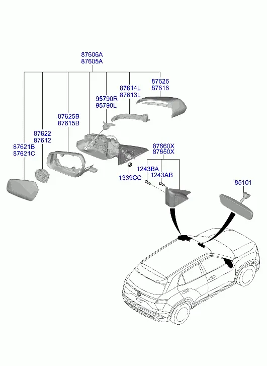 Наружные зеркала заднего вида diagram