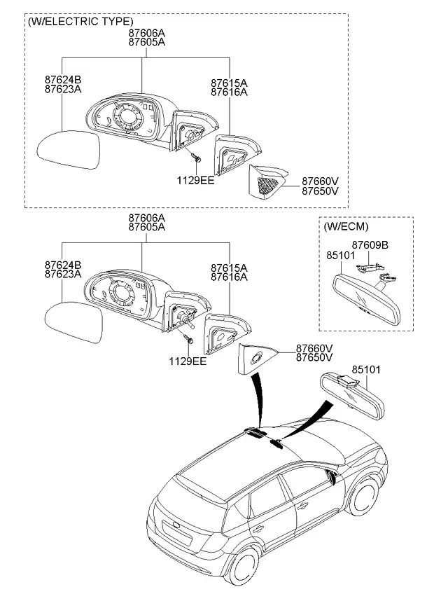 Outside Rear View Mirrors diagram
