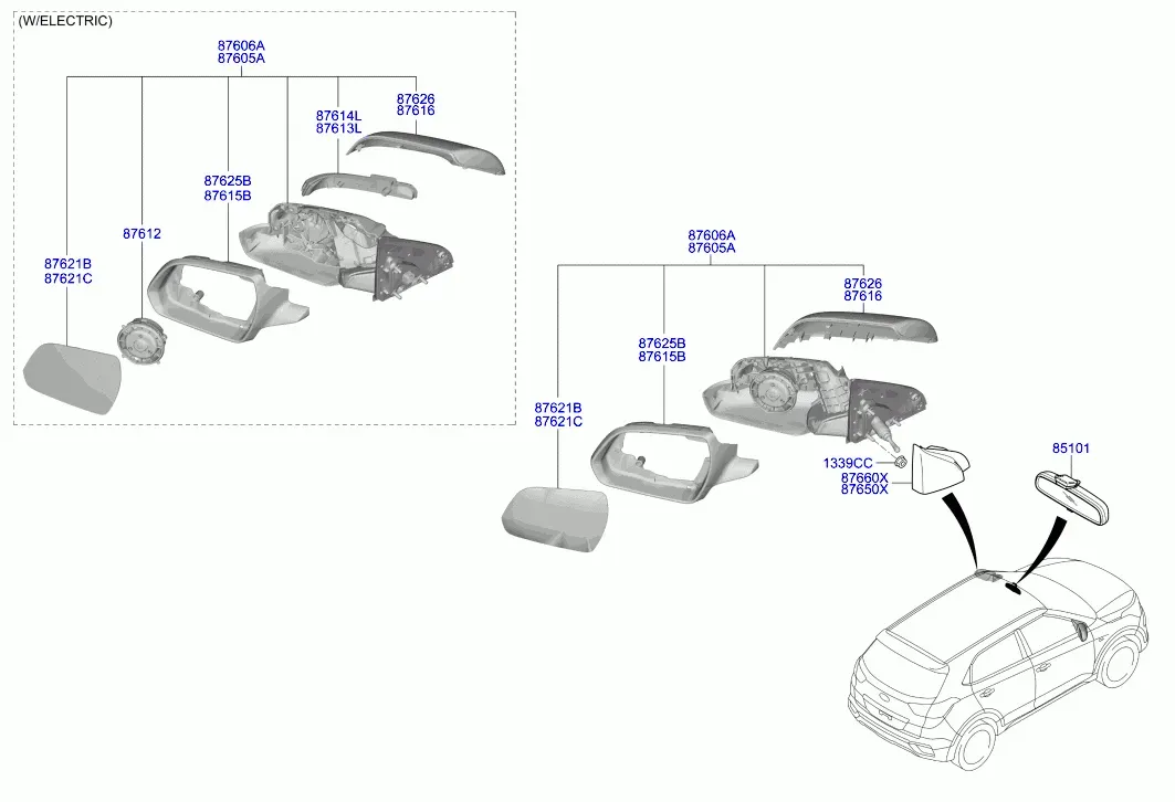 Outside Rear View Mirrors diagram
