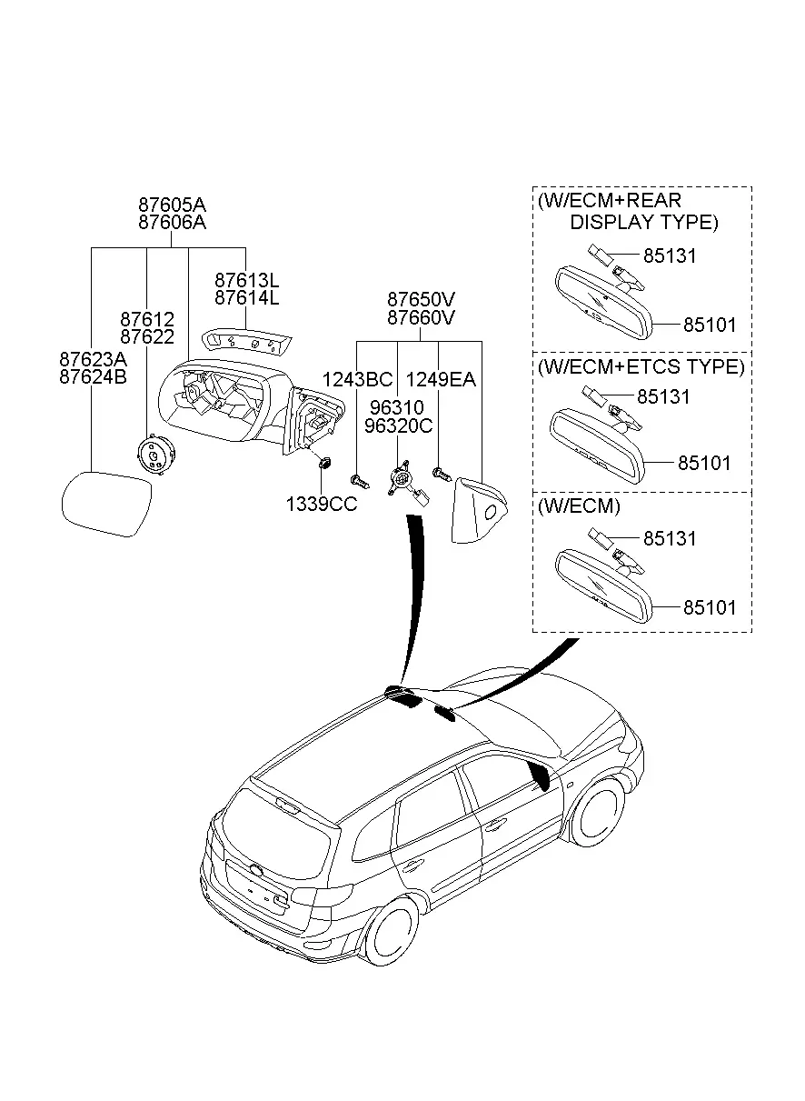 Outside Rear View Mirrors diagram