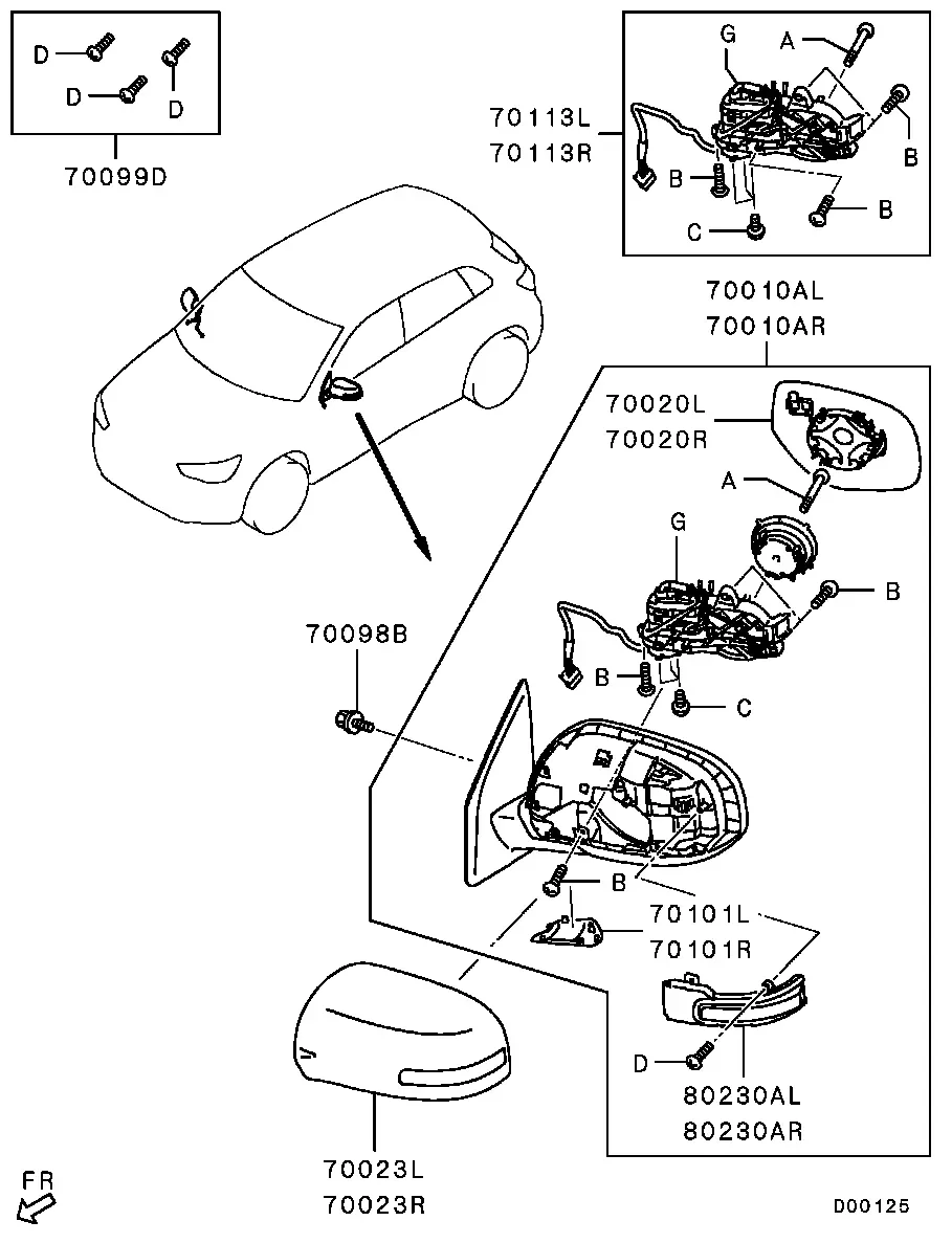 Exterior Rear View Mirrors diagram