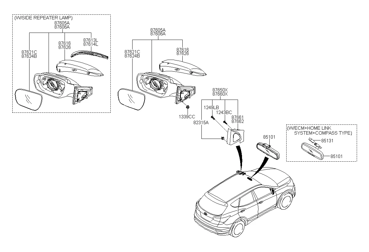 Outside Rear View Mirrors diagram