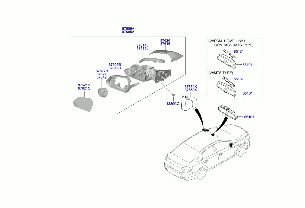 Outside Rear View Mirrors diagram