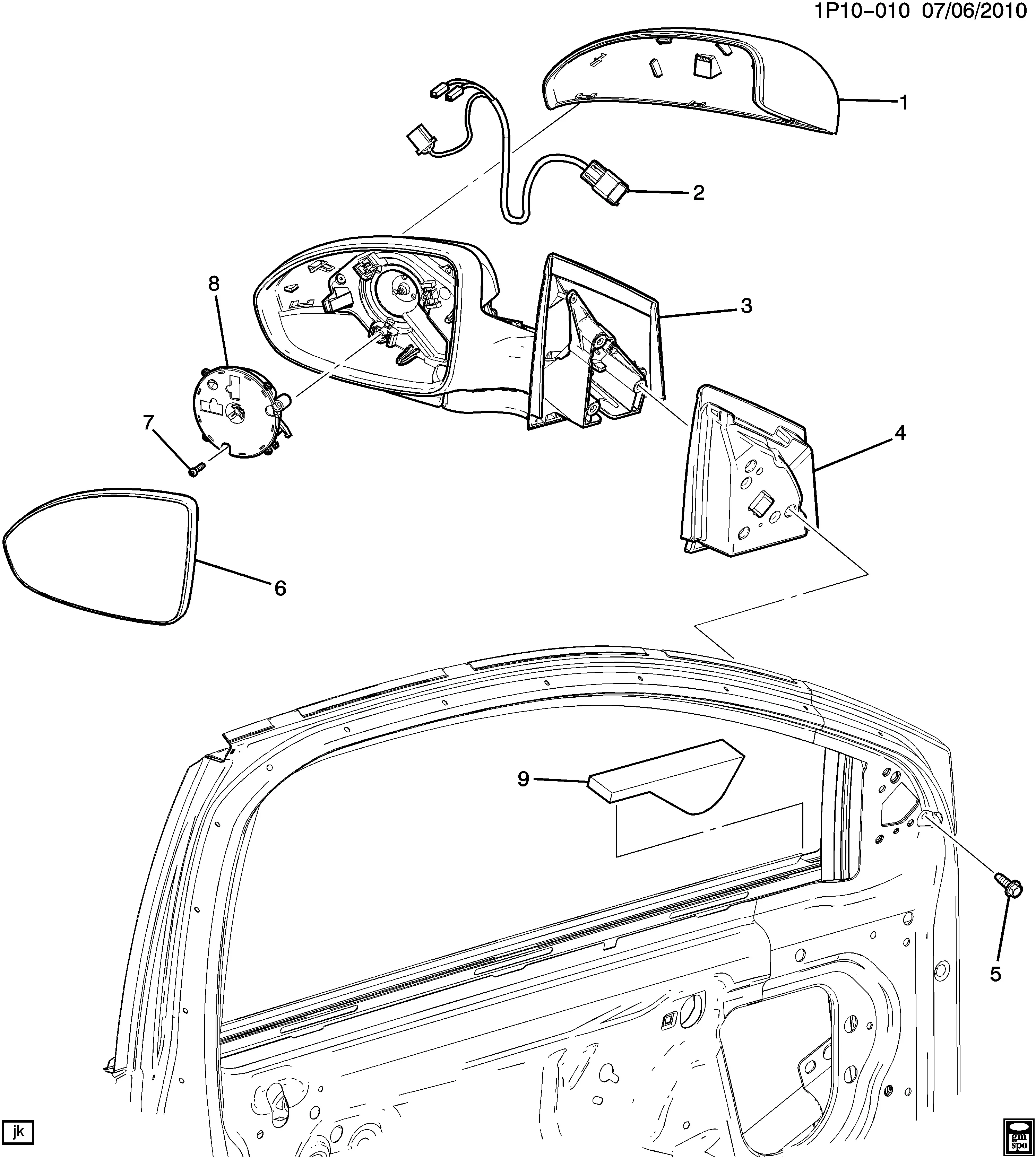 Outside Rear View Mirrors diagram