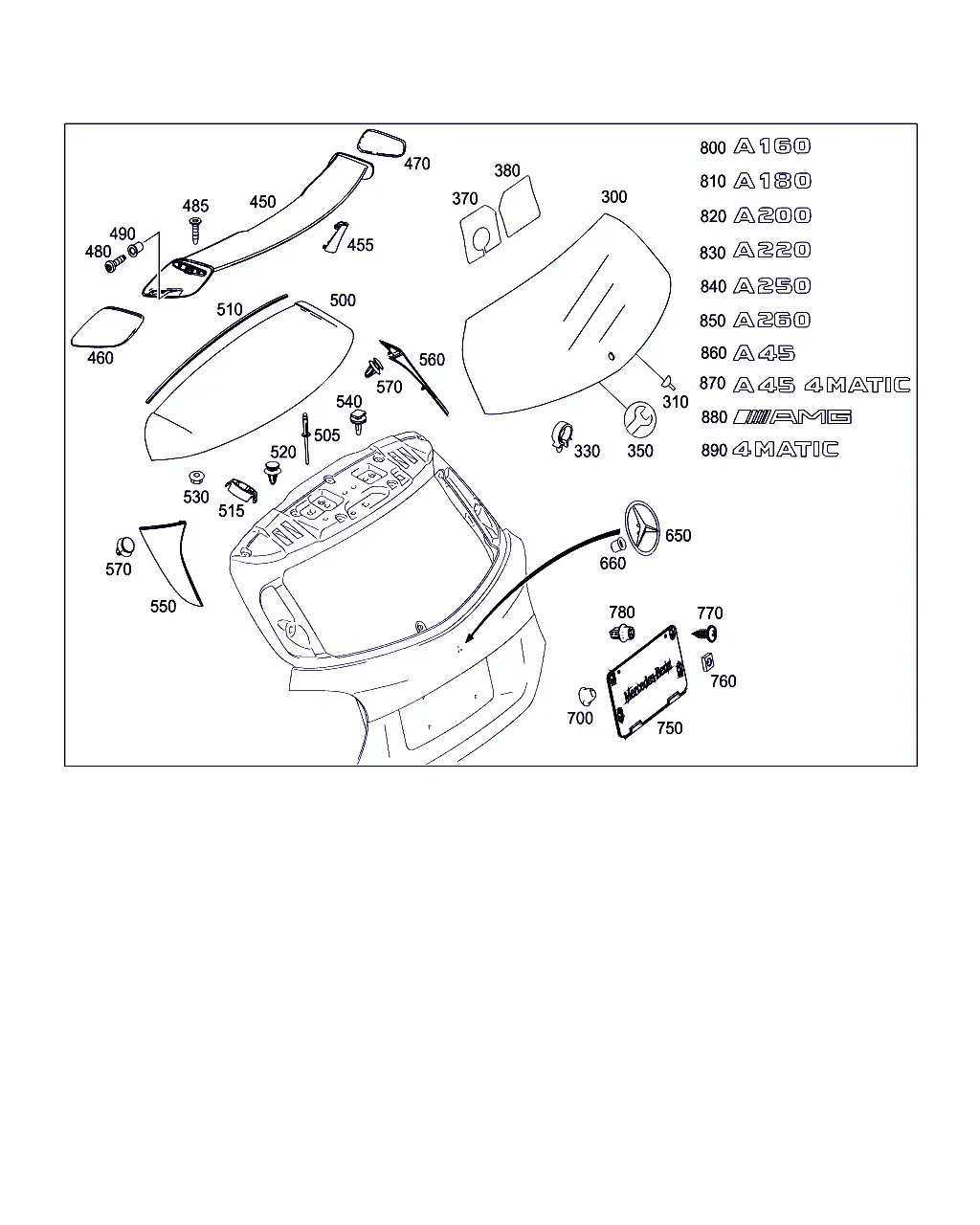 Tailgate and Rear Window Parts diagram