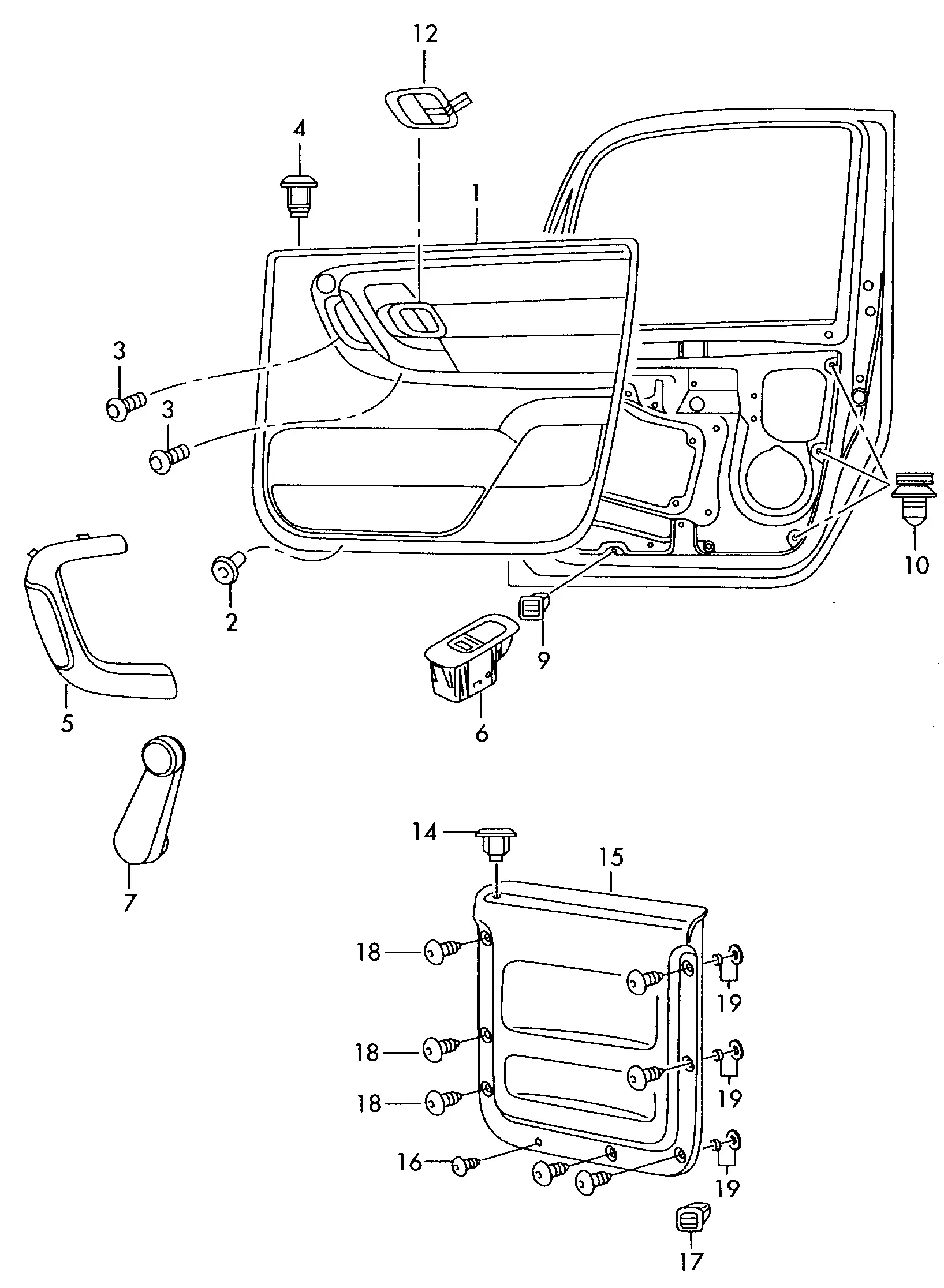 Door Trim and Window Regulator diagram
