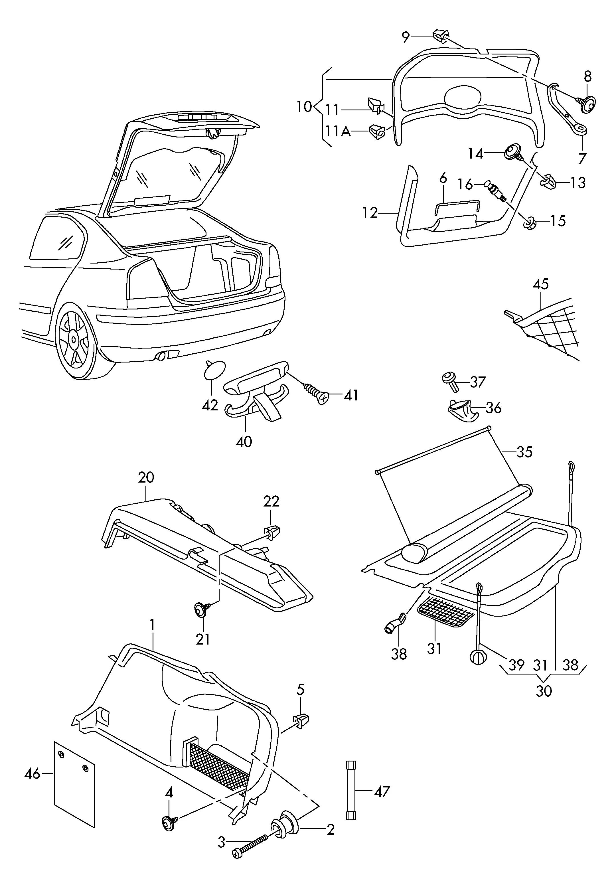 Trunk Trim and Cargo Cover diagram