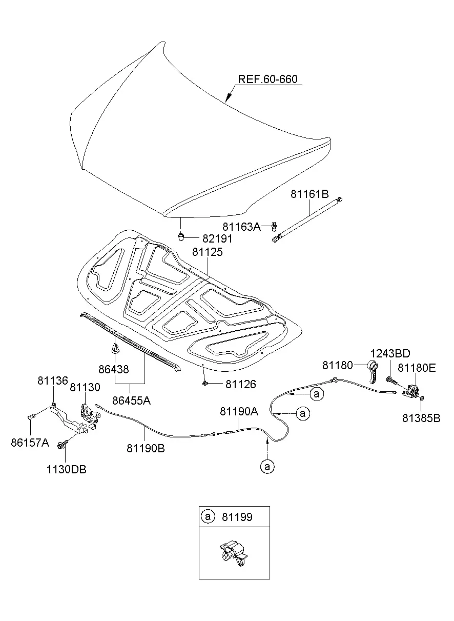 Hood Trim and Latch diagram