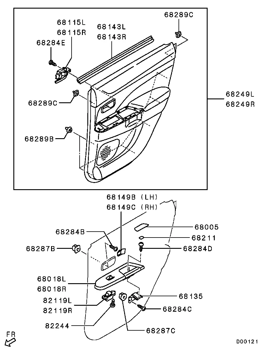Rear Door Trim and Pull Handle diagram