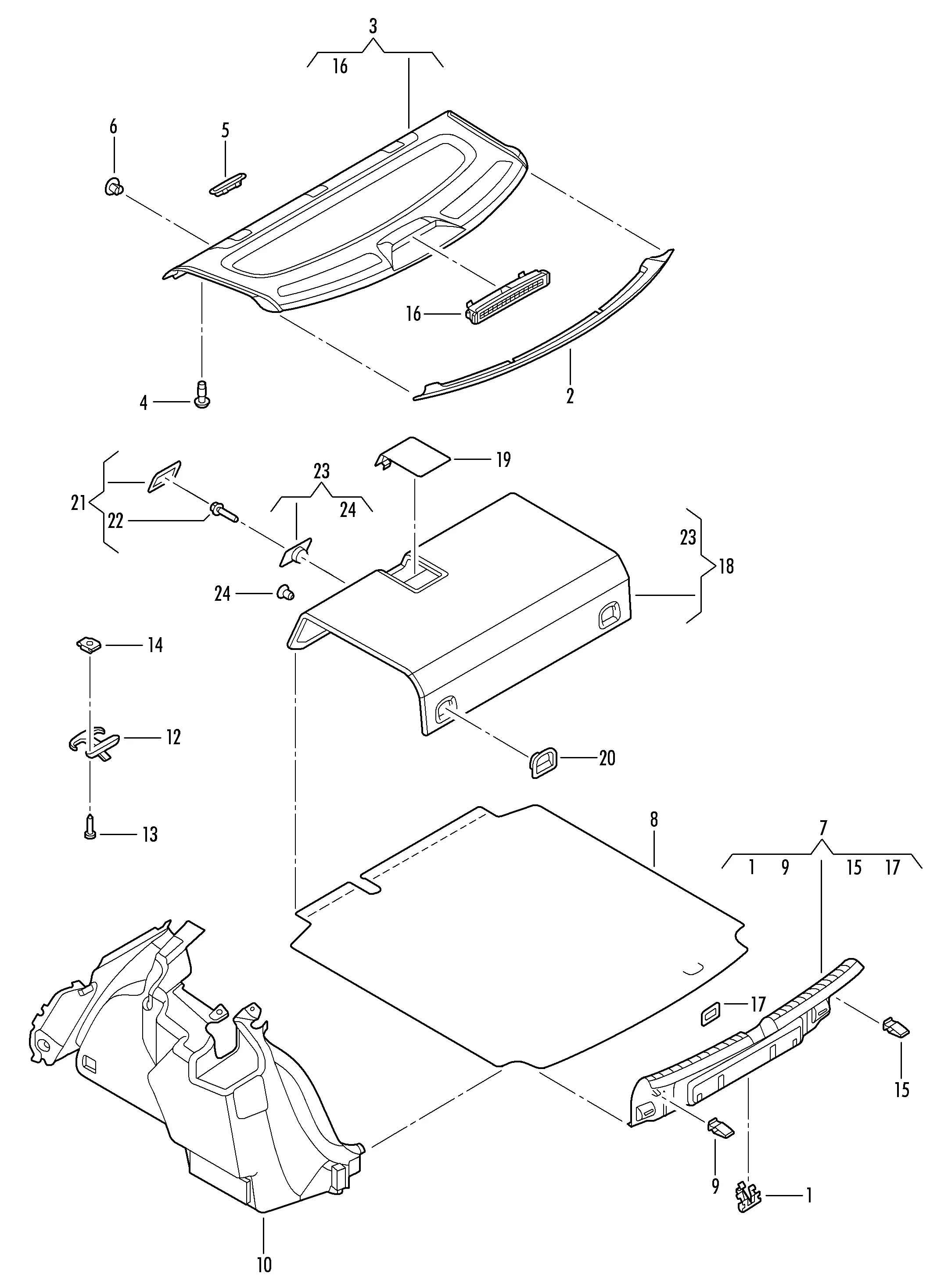 Rear Parcel Shelf Trim diagram