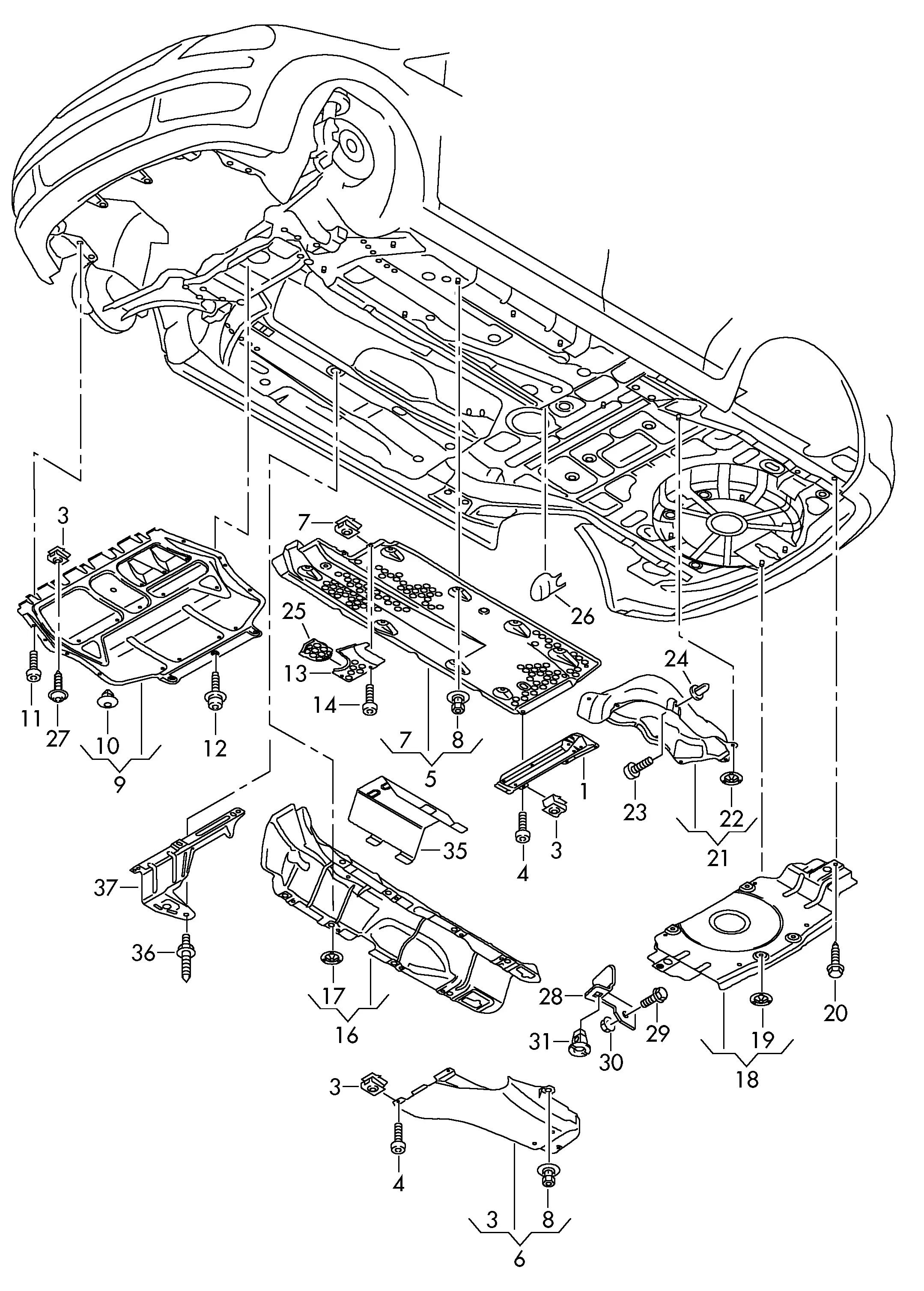 Underbody Panels and Heat Shields diagram