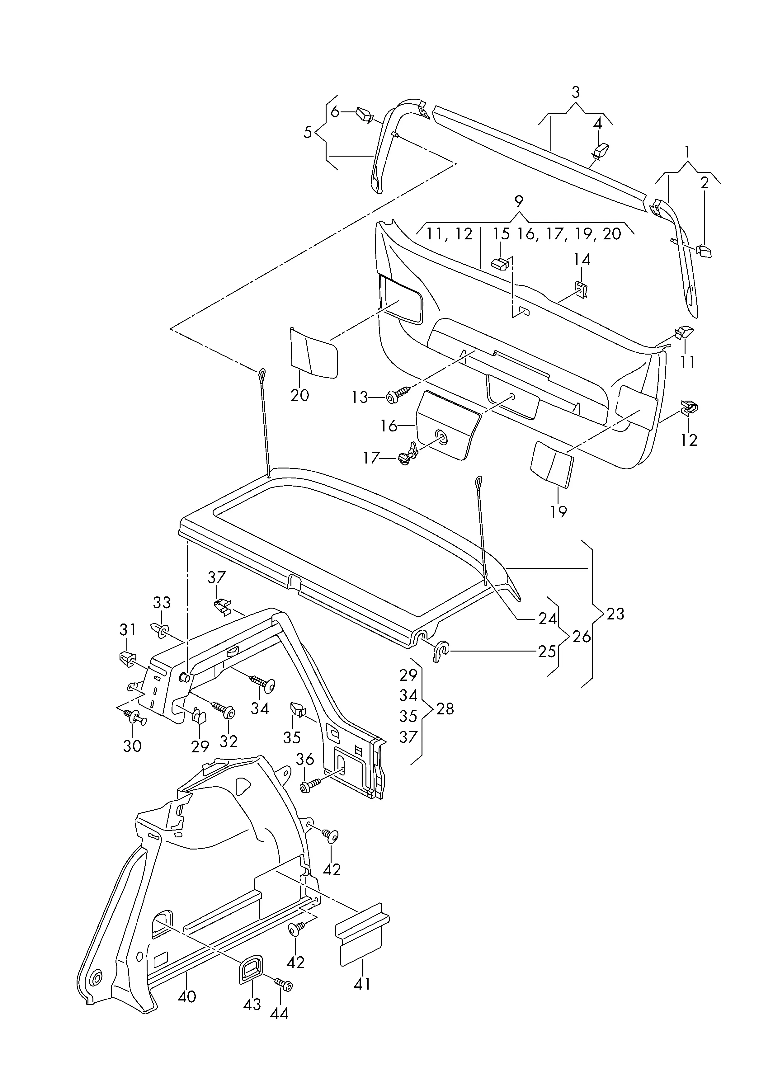 Trunk Trim and Cargo Cover diagram