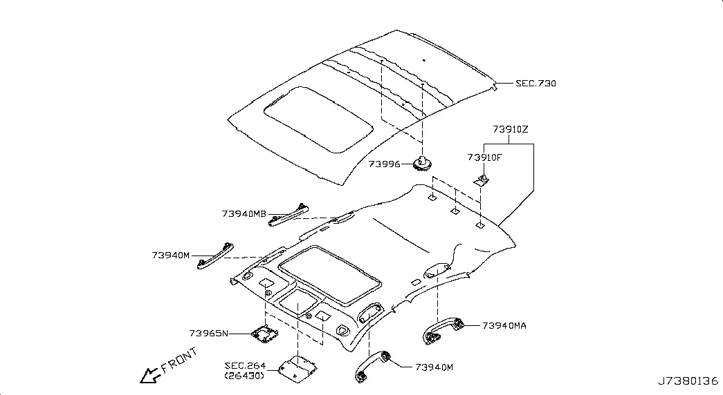 Roof Headliner diagram