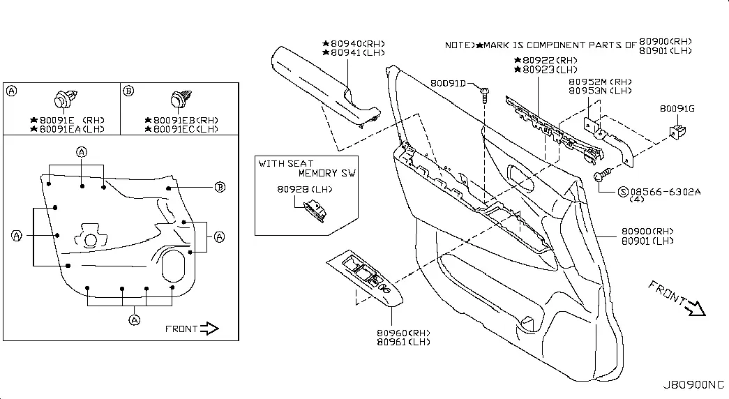 Front Door Trim Panel diagram