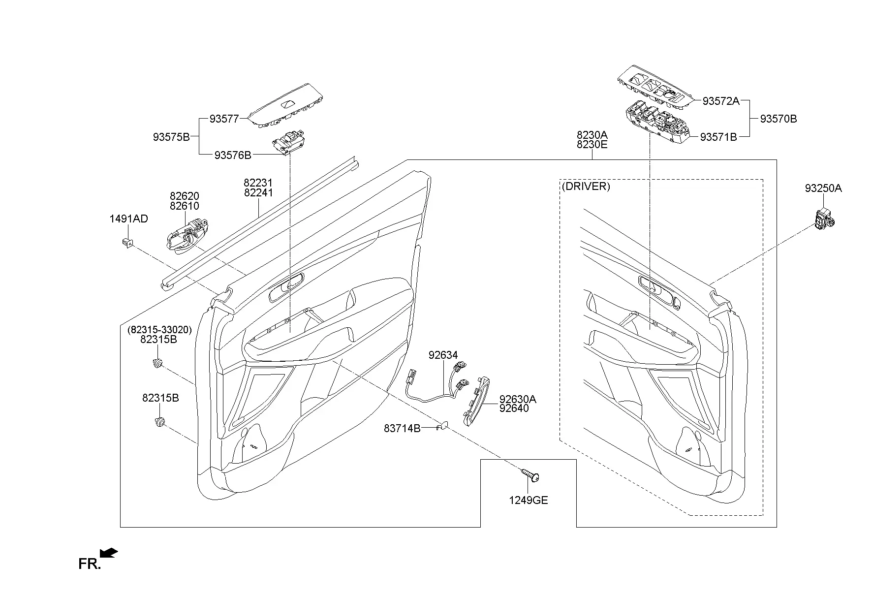 Front Door Trim with Power Windows diagram