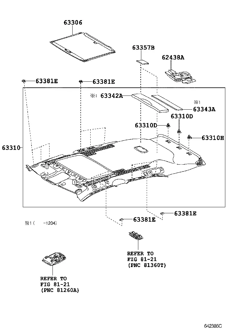Roof Headlining and Silencer Pad diagram