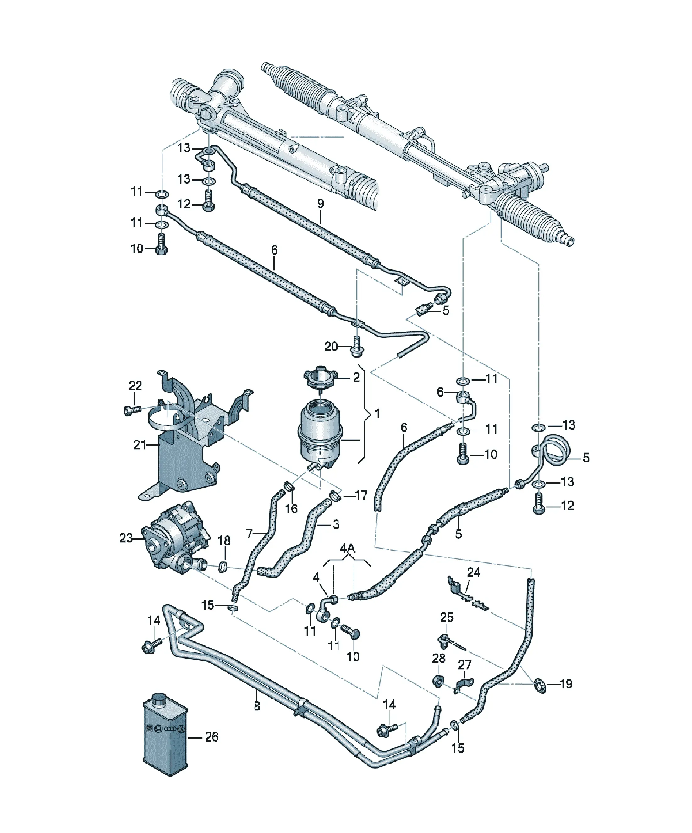 Power steering hose system diagram