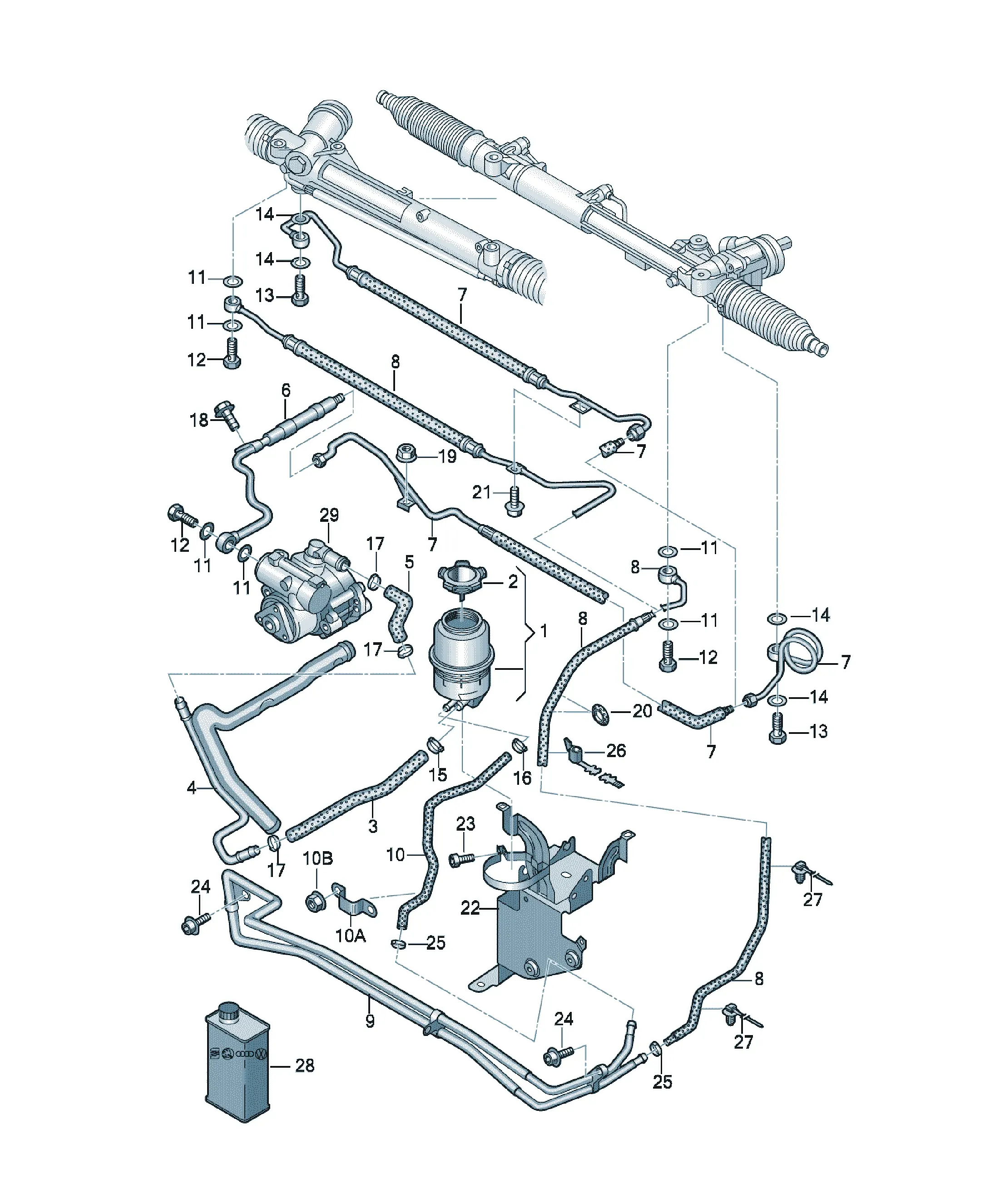 Power steering hose system diagram