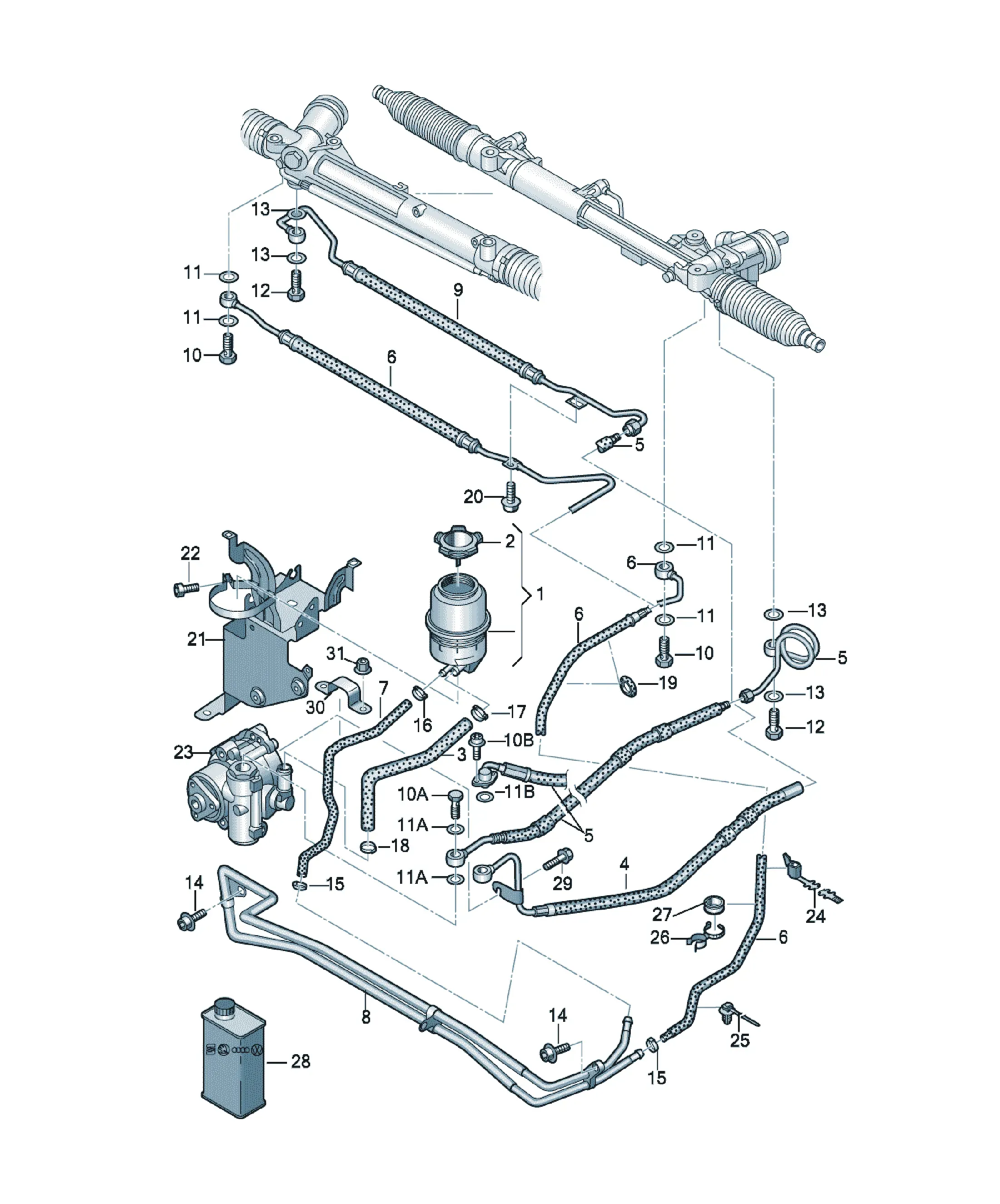Power steering hose system diagram